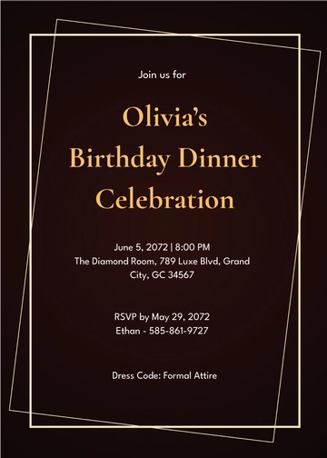 Free Fancy Design Dinner Invitation Template to Edit Online