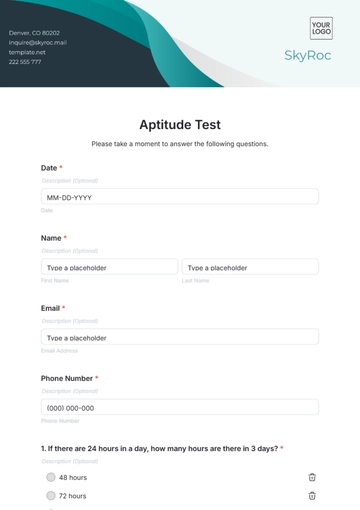 Free Aptitude Test Template to Edit Online