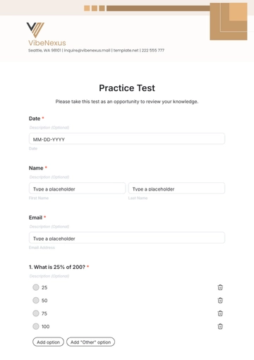 Free Practice Test Template to Edit Online