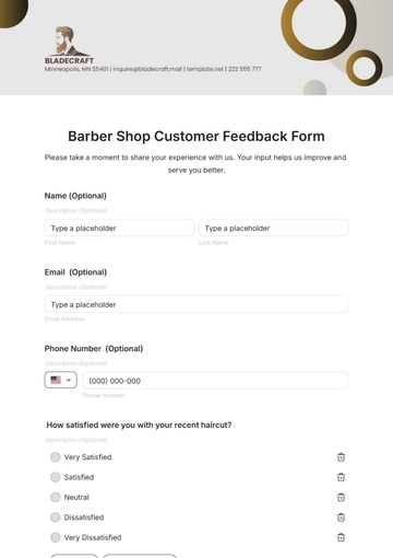 Free Barber Shop Customer Feedback Form Template to Edit Online