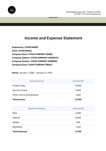 Free Income and Expense Statement Template to Edit Online