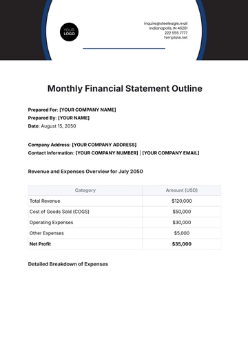 Free Monthly Financial Statement Outline Template to Edit Online