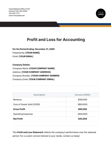 Free Profit and Loss Template for Accounting to Edit Online