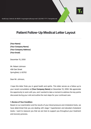Free Patient Follow-Up Medical Letter Layout Template to Edit Online