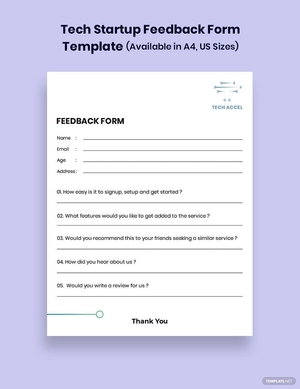 Tech Startup Feedback Form Template