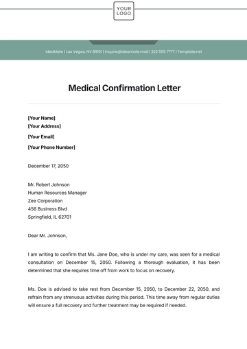 Free Medical Confirmation Letter Template to Edit Online