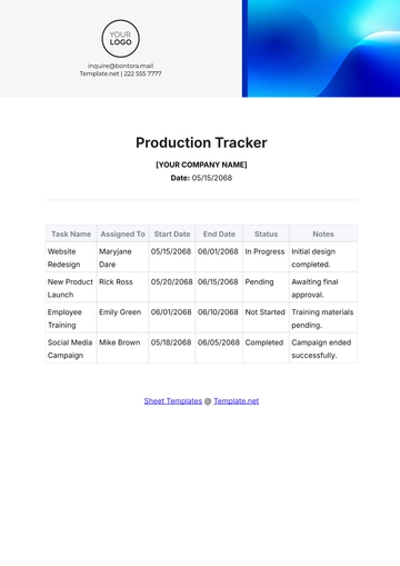 Free Production Tracker Template to Edit Online