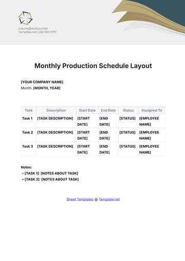 Free Monthly Production Schedule Layout Template to Edit Online