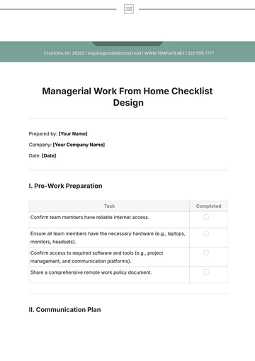 Free Managerial Work From Home Checklist Design Template to Edit Online