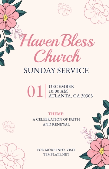 Free Floral Sunday Poster Design Template to Edit Online