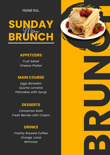 Free Sunday Brunch Menu Template to Edit Online