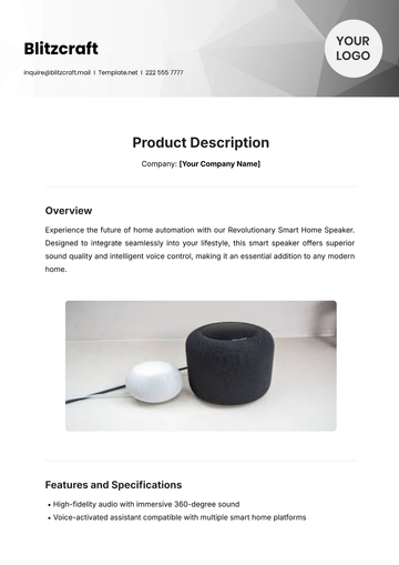 Free Product Description Template to Edit Online
