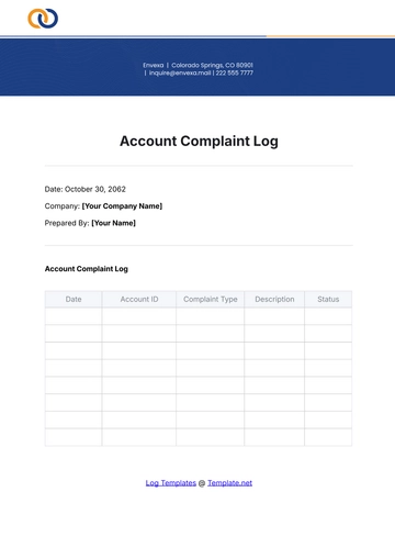 Free Account Complaint Log Template to Edit Online