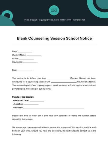 Free Blank Counseling Session School Notice Template to Edit Online