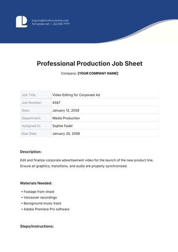 Free Professional Production Job Sheet Template to Edit Online