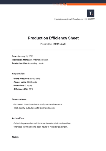Free Production Efficiency Sheet Template to Edit Online