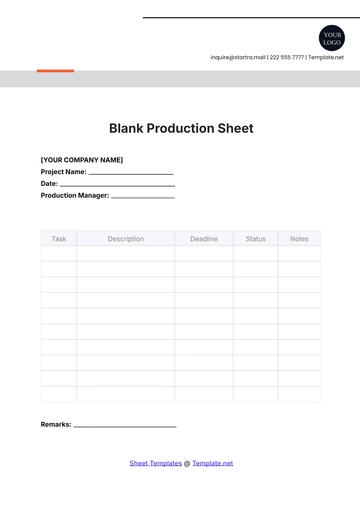 Free Blank Production Sheet Template to Edit Online