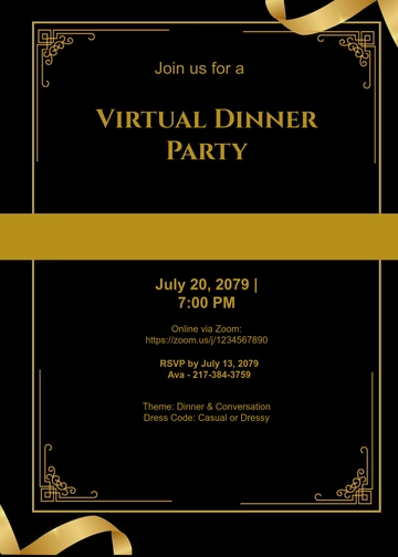Free Virtual Dinner Party Invitation Template to Edit Online