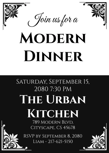 Free Modern Dinner Invitation Template to Edit Online