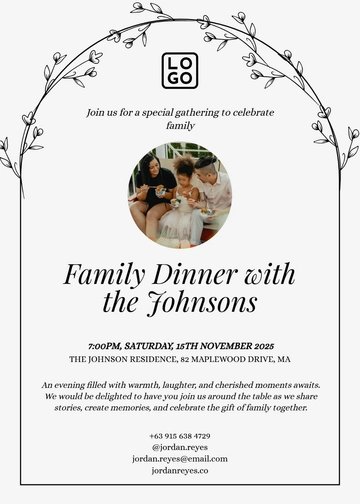 Free Family Dinner Invitation Template to Edit Online