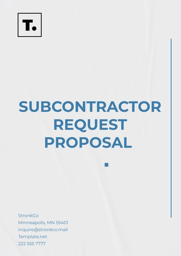Free Subcontractor Request Proposal Template to Edit Online