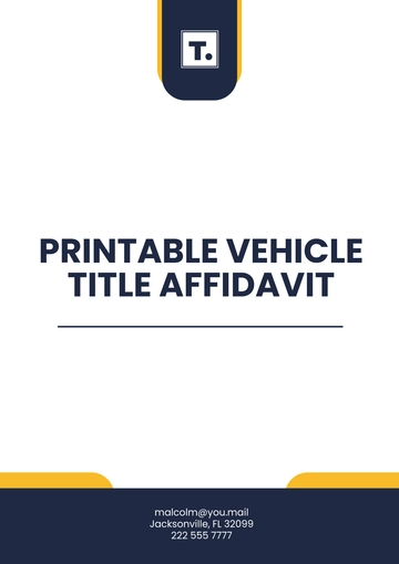 Free Printable Vehicle Title Affidavit Template to Edit Online
