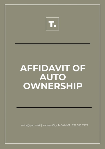 Free Affidavit of Auto Ownership Template to Edit Online