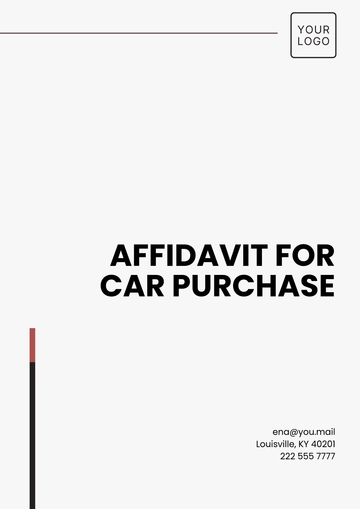 Free Affidavit for Car Purchase Template to Edit Online