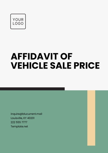 Free Affidavit of Vehicle Sale Price Template to Edit Online