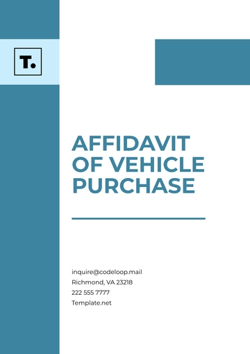 Free Affidavit of Vehicle Purchase Template to Edit Online