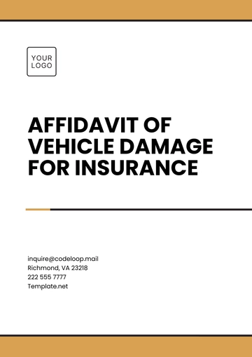 Free Affidavit of Vehicle Damage for Insurance Template to Edit Online