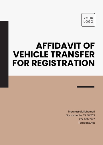 Free Affidavit of Vehicle Transfer for Registration Template to Edit Online