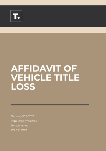 Free Affidavit of Vehicle Title Loss Template to Edit Online