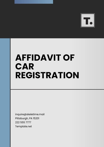 Free Affidavit of Car Registration Layout Template to Edit Online