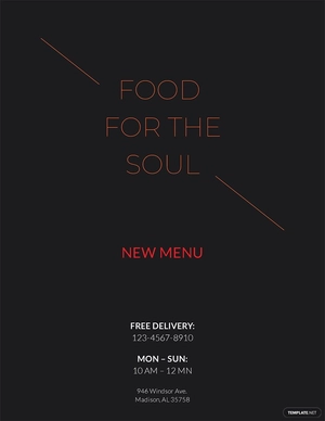 Black Blank Menu Template