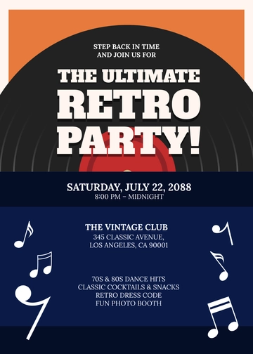 Free Retro Party Invitation Template to Edit Online