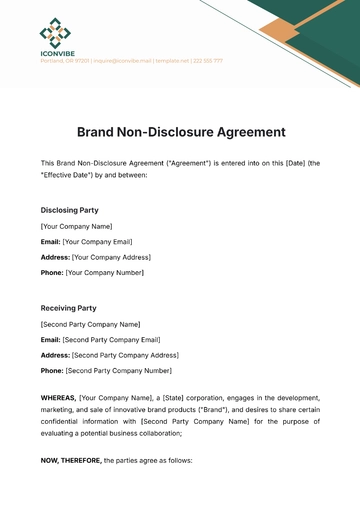 Free Brand Non-Disclosure Agreement Template to Edit Online
