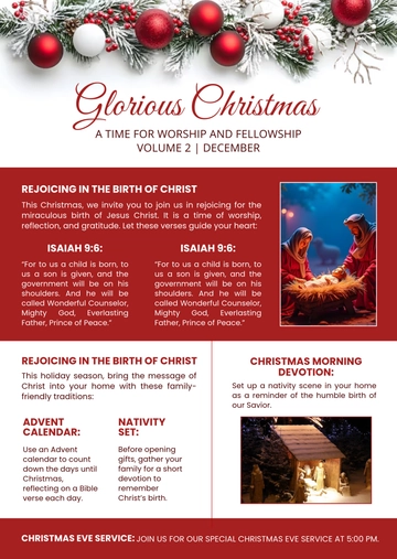 Free Church Christmas Newsletter Template to Edit Online