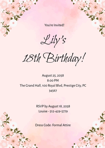 Free 18th Birthday Invitation Template to Edit Online