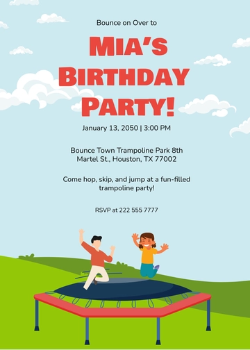 Free Trampoline Birthday Party Invitation Template to Edit Online
