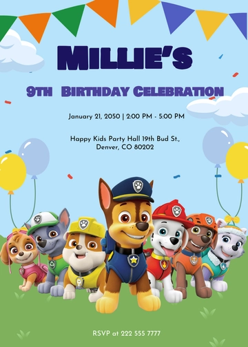 Free Paw Patrol Birthday Party Invitation Template to Edit Online
