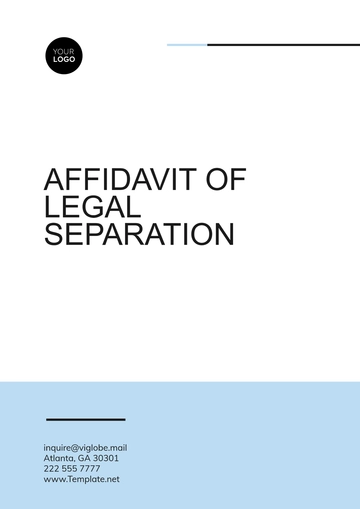 Free Affidavit of Legal Separation Template to Edit Online