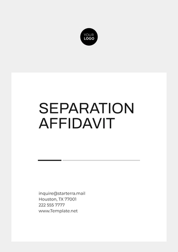 Free Sample Separation Affidavit Template to Edit Online