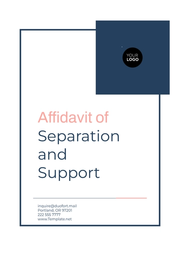 Free Affidavit of Separation and Support Design Template to Edit Online