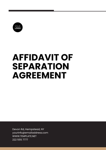 Free Affidavit of Separation Agreement Template to Edit Online