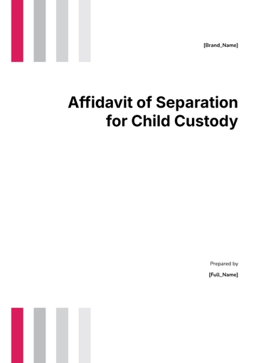 Free Affidavit of Separation for Child Custody Template to Edit Online