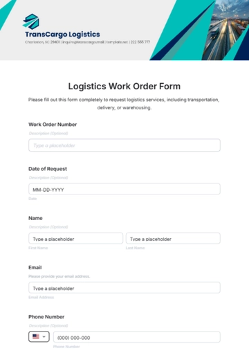 Free Logistics Work Order Form Template to Edit Online