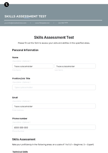 Free Skills Assessment Test Template to Edit Online
