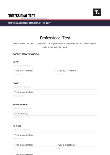 Free Professional Test Template to Edit Online
