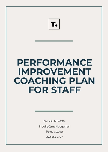 Free Performance Improvement Coaching Plan for Staff Template to Edit Online
